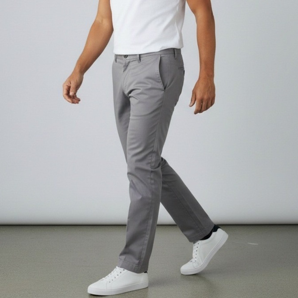 Solaris Mens Gray Flat Front Chino Pants Stretch Casual Size‎ 38x30